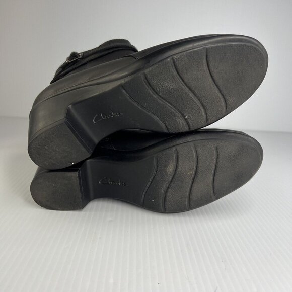 Clarks Artisan Leyden Summit Ankle Boots Black Block Heel Women’s Size 7 - Picture 6 of 8